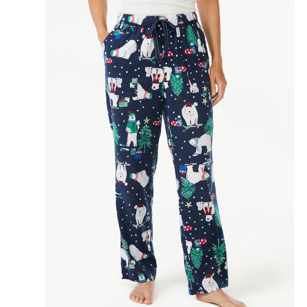 Women Joyspun Flannel Sleep Pajama Pants Size L 12/14 XL 16/18 Polar Bears NWT